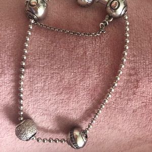 Pandora essence bracelet,2 charms and safety chain